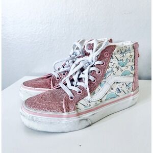 Vans Glitter High Top Pink Narwhal Shoes Toddler Size 12
